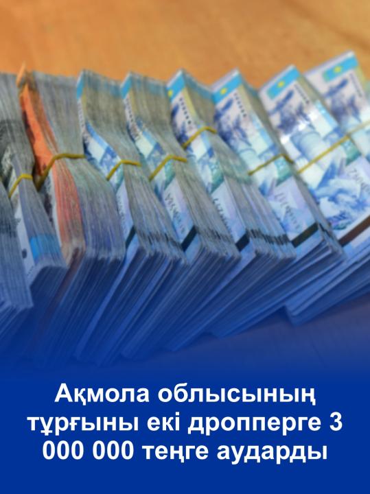 3 000 000 тенге перечисли двум дропперам житель Акмолинской области